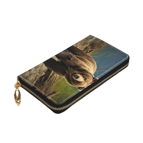 Brown Bear Women Wallets Leather Zip Around Clutch Purses Waterproof Credit Card Holder With Phone Holder Ladies Travel Coin Purse3