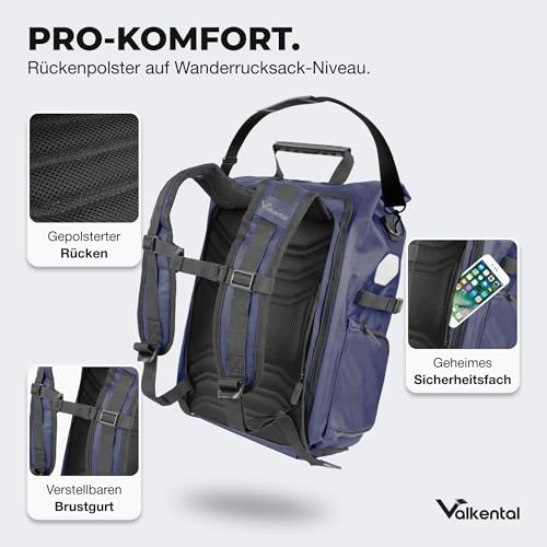 Valkental® - 3in1 Fahrradtasche Pro - Das Original - Hochwertiges Nylon - 23L Volumen - Geeignet...