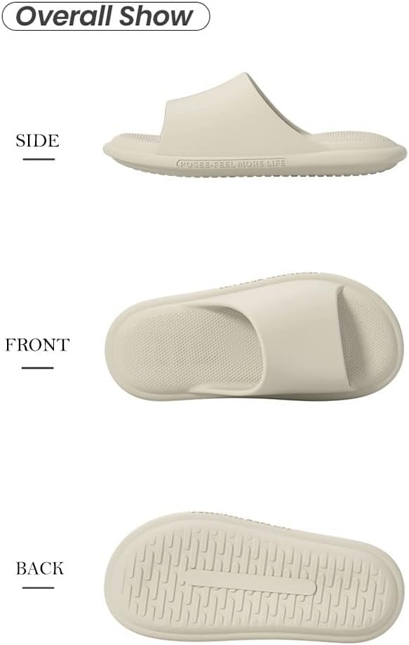 House Slippers Massage Foam Bathroom Shower Slippers for Men and Women Indoor Non-Slip Spa Gym Slide Sandals Open Toe EVA Platform Wide Slippers Comfy Bath Shoes (Color : White, Size : EUR44-45)