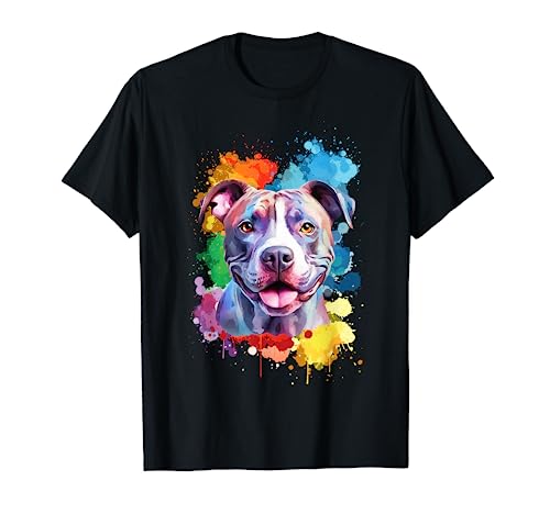Pitbull acuarela Splash Pittie Pit Bull Terrier dueños de perros Camiseta