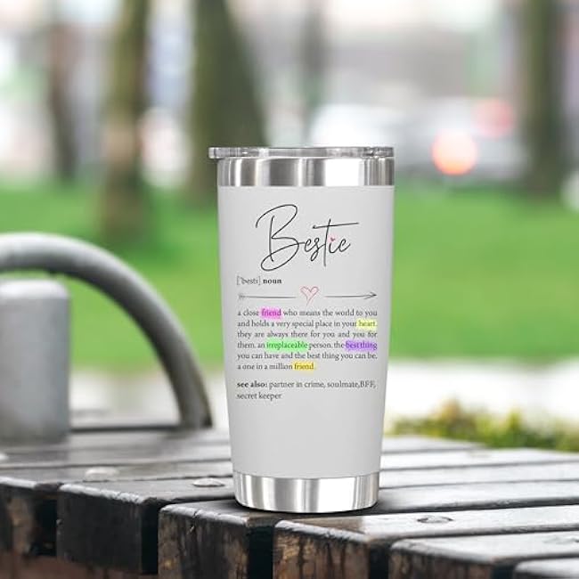 Stainless Steel Tumbler - 20 Oz Best Friend & Bestie Gift for Women, Perfect for Christmas & Birthday