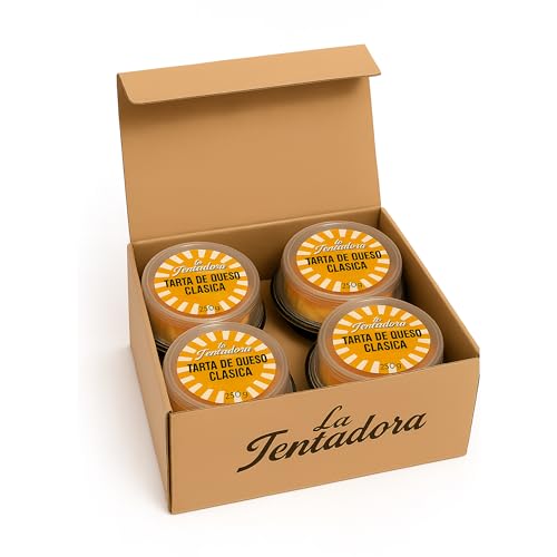 Tarta de Queso Al Horno La Tentadora | Caja 4 unidades | Cheesecake Textura Cremosa, Elaborada a Mano, Fabricada Una a Una y Envío Refrigerado, Producto Artesanal | 4x250g