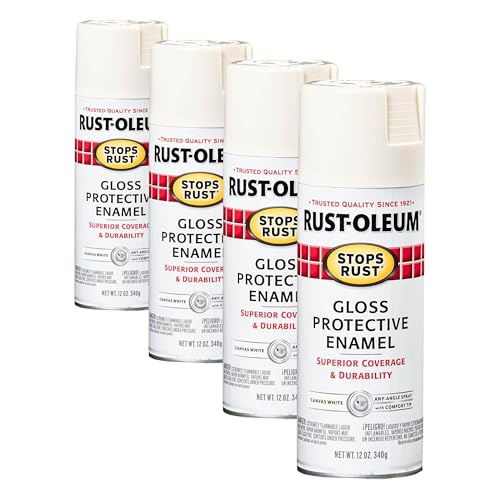 Image of Rust-Oleum 7789830 Stops Rust Spray Paint, 12 oz, Gloss Canvas White (Pack of 4)