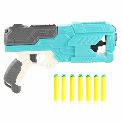 Image of Aditi Toys High Performance Six Fire Gun, Toy Blaster Gun with 6 Dart Rotating Drum, Hi-Arm Toy Gun for Kids Above 6 Years, Accurate Upto 45 Feet, Includes 10 Soft Bullet Darts, BIS Approved. (Blue)