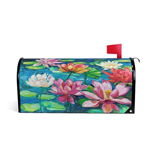 WOOR Water Lily Flowers Magnetic Mailbox Cover Standard Size-18