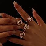 Gold Initial Rings for Women - Non Tarnish Dainty 14K Gold Plated Heart Adjustable Letter Rings for Women, Stackable Cute Thumb Pinky Fashion Open Simple Birthday Gifts Jewelry - Image 3