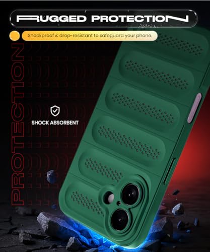 Image of WOW IMAGINE Ultimate Silicone Back Cover Case for iPhone 17 | Heat Dissipation Thin Soft TPU | 360 Camera Protection | Breathable Cooling Holes - Forest Green