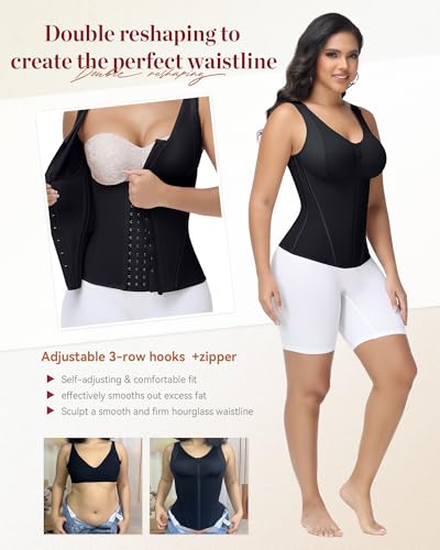 Image of SHAPSHE Corset Waist Trainer Vest for Women Tummy Control Faja with Bra | Double Compression, 3 Adjustable Straps, 13 Steel Bones Support, 75% Nylon 25% Spandex Breathable, for Workout, Postpartum