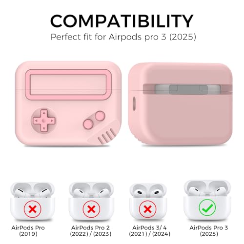 Image of TRONWIN for AirPods Pro 3 Case - 2025 Silicone Game Console Design Case for Apple AirPods Pro 3rd Generation, Cute Airpod Pro 3 Cover for Men /Women (Pink)