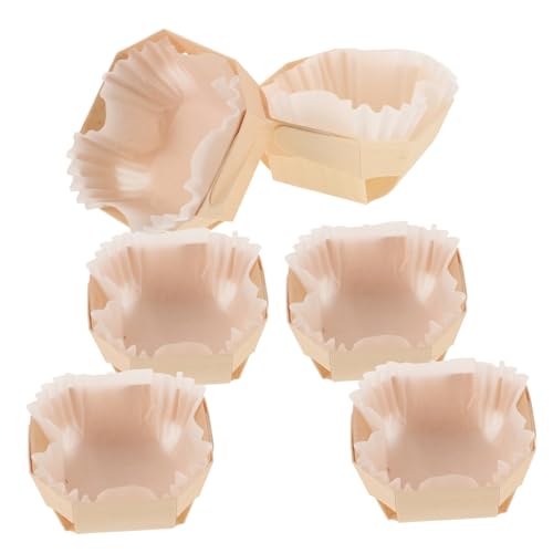 Ciieeo 1set Wooden Bread Box with Baking Pans Parchment Paper Loaf Pans for Muffins Cakes Sturdy and Paper Materials for Easy Baking and Storage