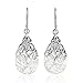 Floral Vine Ornate Teardrop White Mother of Pearl .925 Sterling Silver Dangle Earrings