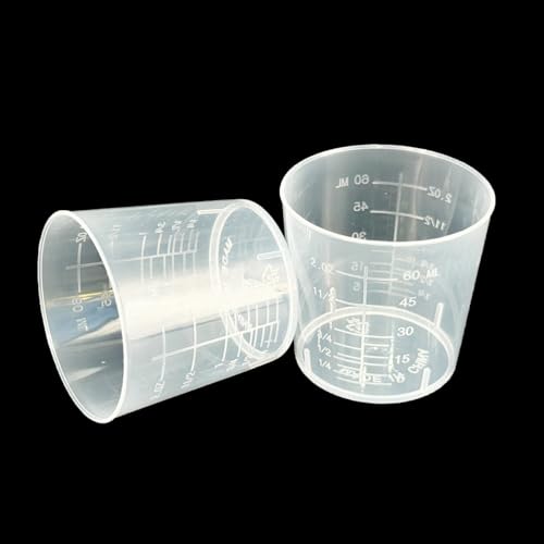 20 vasos plásticos medidores 60 ml transparentes miniatura 5