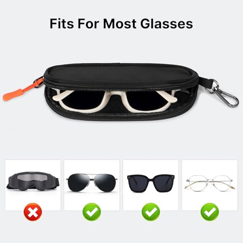 Image of Soft Eyeglasses Case with Clip, Ultra Light Sunglasses Travel Case with Zipper, Portable Eyewear Storage for Men Women