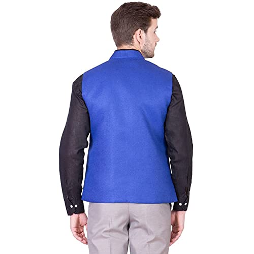 Image of FABOO Men's Jute Blend Solid Nehru Jacket Waistcoat, Regular Fit Ethnic Jacket