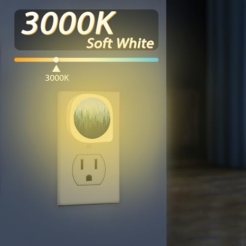 Image of Misty Forest Night Light, Nature Scenery Night Lights Plug in Auto Sensor Lamp Dusk to Dawn for Boys Girls Seniors Elderly, ZLU03064