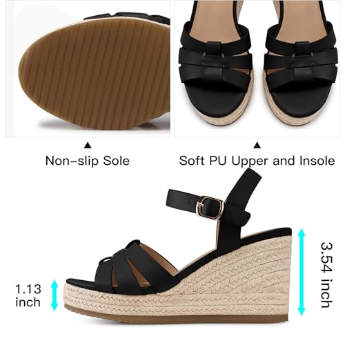 Image of TEMOFON Wedge Sandals for Women Dressy: Platform Wedge Espadrilles Sandals - Comfortable Summer Casual Open Toe Strappy Shoes Size 5-11