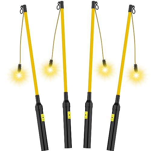 Hianjoo 4 Piezas LED Linterna Eléctrica Polo de Linterna para San Martín Halloween Día de Celebraciones de Cumpleaños Farolillos Más 50CM Luz Amarilla Cálida, Amarillo