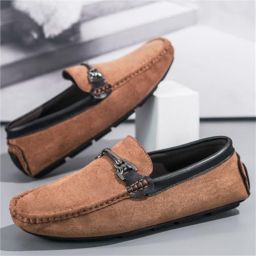 Mens Loafers Shoe Suede Vamp Driving Loafers Stitching Details Comfortable Flexible Slip Resistant Lightweight Flat Heel Prom Wedding Slip-on 5