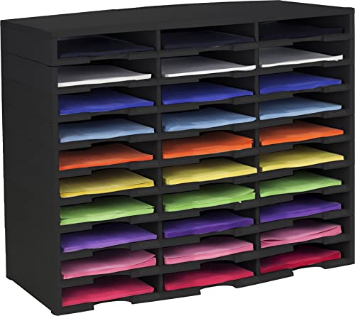 Storex 30-Compartment Literature Organizer, 31.38 x 14.13 x 25.5 Inches, Black (61419U01C)