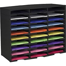 Storex 30-Compartment Literature Organizer, 31.38 x 14.13 x 25.5 Inches, Black 61419U01C