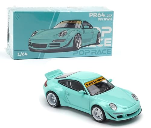 1:64 Diecast Collectibles Model Car Compatible with Porsche 997 RWB Tiffany Blue Limited Edition by Pop Race PR640237