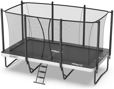 Air Rectangle Trampoline 8X14FT 1800LBS Weight Capacity Outdoor Square Gymnastics Heavy-DutyTrampolines with Net Enclosure for Kids Adults