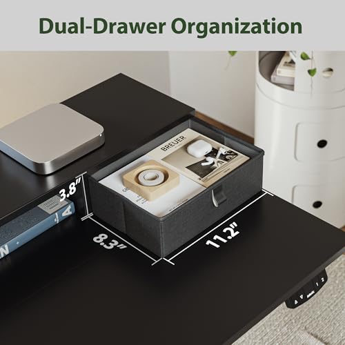 Image of Agilestic 48 x 24 Inches Electric Standing Desk with 2 Storage Drawers, Adjustable Height Sit and Stand Computer Table with Splice Board, Black