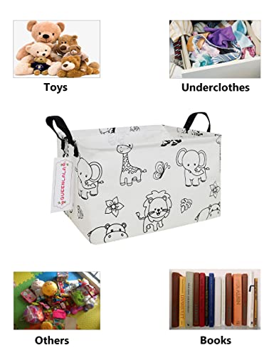 Queenlala Rectangular Laundry Hamper/Foldable Nursery Laundry Basket For Organizing/Storage Bin Baskets/Children Toy Office Bedroom/Toy Bin Closet Shelf Baskets（Rec-Zoo） #TOP2