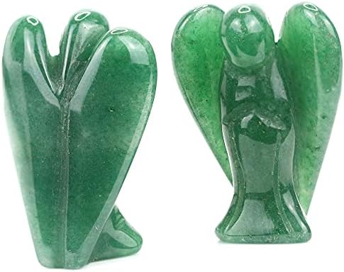 Natural Green Aventurine Crystal Guardian Angel, Pocket Angel Figurines for Reiki Healing 1.5"