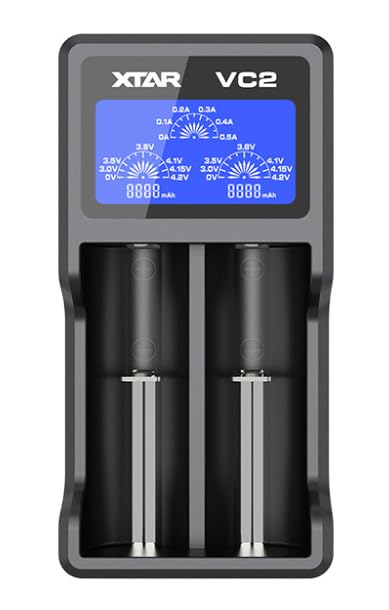 Chargeur XTAR VC2 pour Batteries Li-ION avec Écran LCD 2 Canaux Indépendants Formats 18650 10440 26650