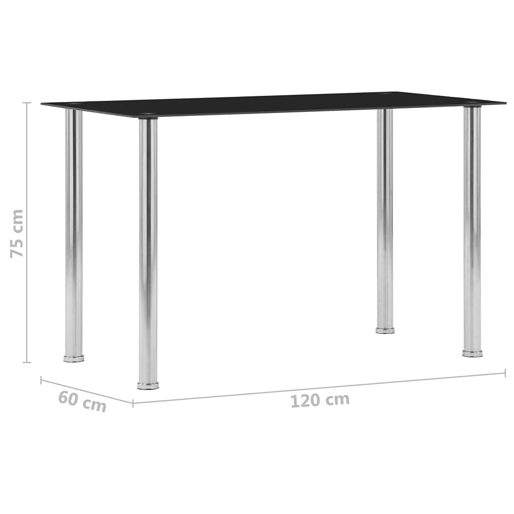 vidaXL - Esstisch Schwarz 120 x 60 x 75 cm Hartglas