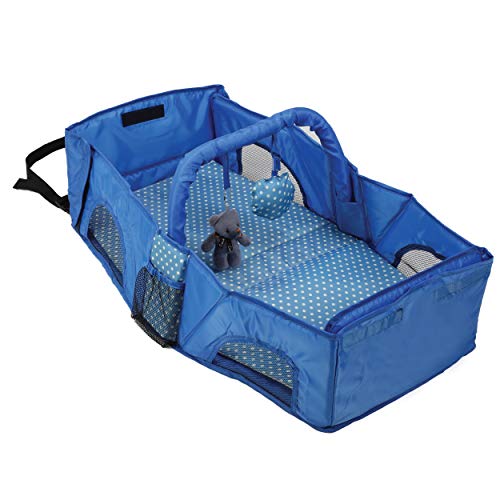 Luvlap Baby Nest Travel Bed – for On-The-Go Napping and Diaper Changes (Blue), One size