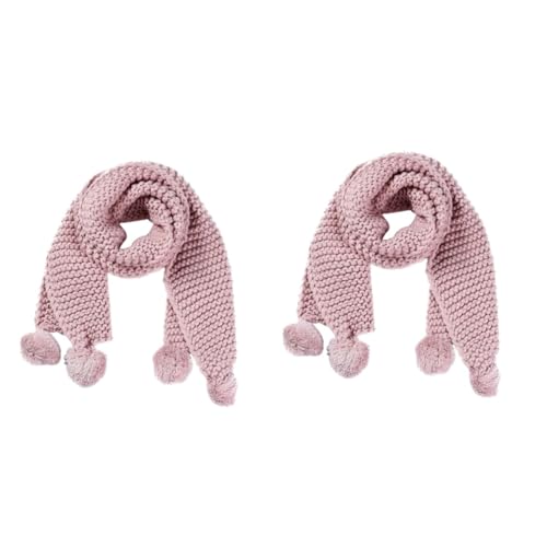 Bufanda de lana rosa para niños con pompones suaves SOIMISS pack de 2