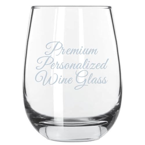 Etched Laser Art Personalized Etched 15.25oz Stemless Wine Glass - Transparent Dishwasher Safe Glassware Customized For Any Occasion, Custom Engraved Wine Glass for Birthday Gifts and Wedding Gifts