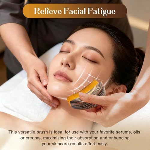 Image of ARJ Lymphatic Contour Face Brush for Sculpting & Drainage - Facial Massager for Jawline, Chin & Neck - Reduces Puffiness, Promotes Detox & Lift - Soft Bristles, Improves Skin Glow, Includes Travel Case (Brown)