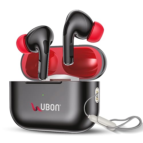 Image of UBON Air Tiger J26 Bluetooth TWS Earbuds with 40H Playtime, 500H Standby, ANR Noise Reduction, Low Latency, Fast Charging, v5.3 Bluetooth, Touch Controls & Mic Wireless Earphones (Black)