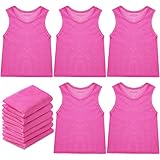 Sintege 12 Pcs Soccer Pinnies Basketball Jersey Team Practice Vests Nylon Mesh Scrimmage for Youth Kids Sports Football (Pink,Small)