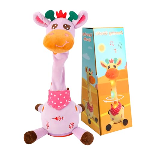 JISON21 Dancing Giraffe Musical Toys Recording and Repeating Plush Baby Toys 6 to 12 Months Toys, Singing Talking Giraffe Baby Developmental Toy for Grandkids