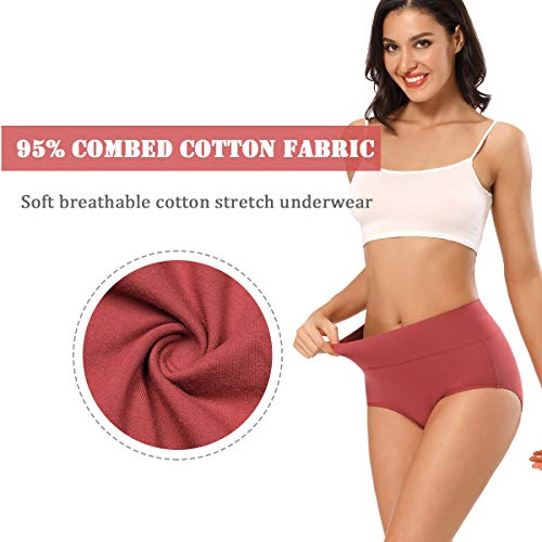Image of wirarpa Women's Cotton Underwear High Waist Full Coverage Brief Panty Multipack