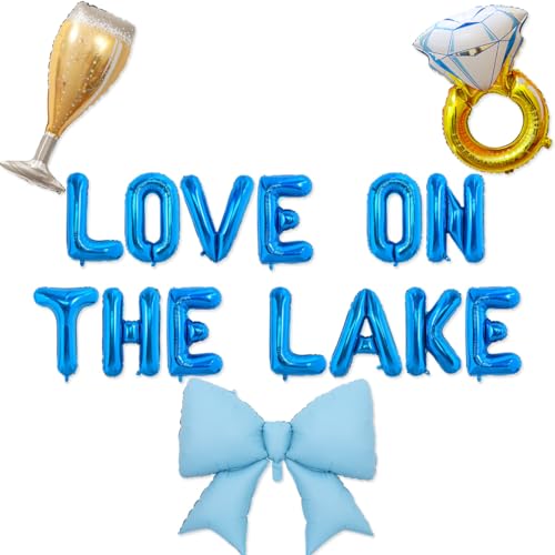 Love on The Lake Balloon Banner Ring Bow Wine Glass Balloons for Lakeside Bachelorette Party Decorations