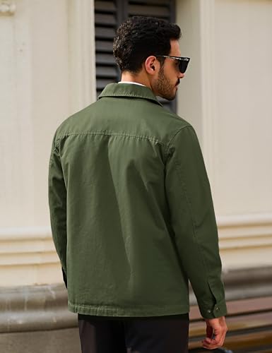 Image of TACVASEN Men's Cotton Jacket Full Zip Up Work Jackets Turndown Collar Business Casual Windbreaker with 3 Pockets