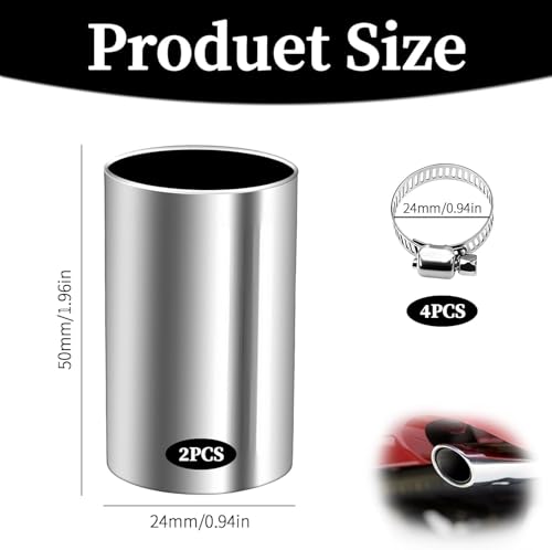 2 Stück Abgasrohr Verbinder für Standheizung Ø 24mm Edelstahl Abgasrohr Standheizung Stumpf Verlängerungsrohr aus Edelstahl mit 4 Klemmen für Diesel Luftheizung im Auto oder Wohnmobil