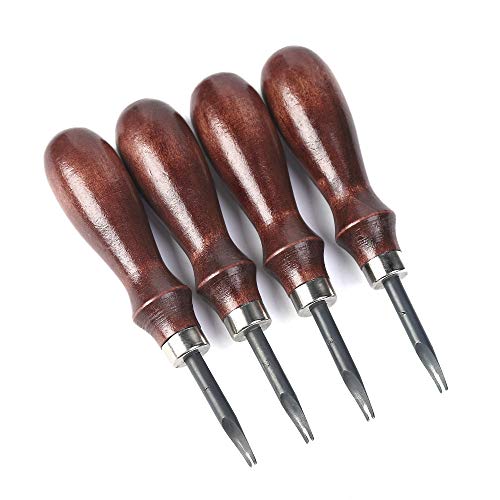 WUTA Leather Edge Beveler,High Carbon Steel Edge Skiving,Leather Wood Handle Leather Tools,Leather Craft
