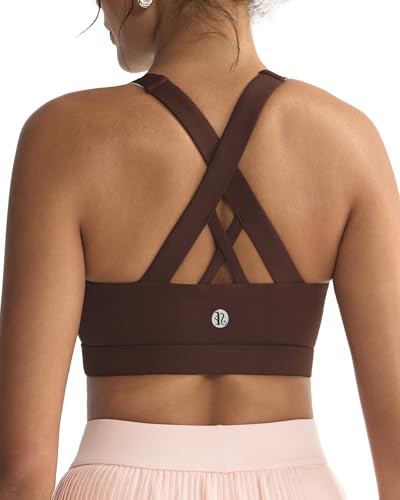 Image of RUNNING GIRL Sports Bras for Women,Padded Strappy Sports Bras Criss-Cross Back Medium Support Sports Bras with Removable Cups