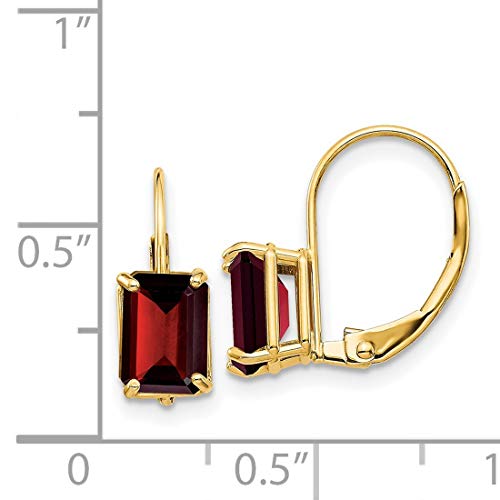Garnet Leverback Earrings in Real 14k Yellow Gold2