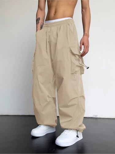 Image of GRECIILOOKS Men's Cargo Pants | 4 Pocket Cotton Cargo Joggers for Men | Loose Fit Stylish Pant with Pockets | Casual Baggy Trousers & Streetwear Lower