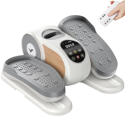 MERACH Under Desk Elliptical Machine, Leg Exerciser While Sitting for Seniors with Remote Control & 12-Speeds, Quiet Portable Electric Seated Pedal Exerciser Machine for Home Office (White)