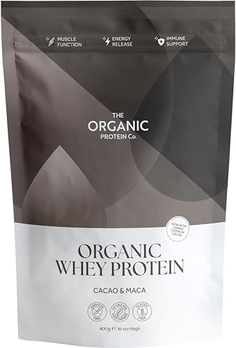 The Organic Protein Co. – Chocolate Organic Whey Protein Powder | Additive Free, Undenatured, Bioactive, UPF Free, Emulsifier Free, Primarily Grass Fed, Vegetarian, Gluten Free – 400g