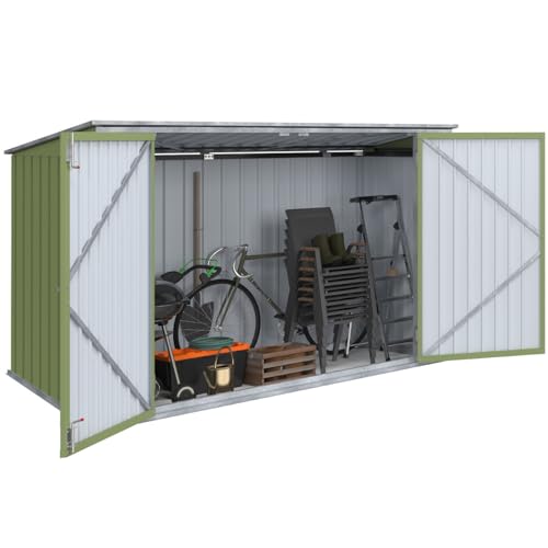 IDMarket - Abri de Jardin en métal Vert Olive verrouillable Multi-Rangement pour Stockage vélos, Outils, poubelles