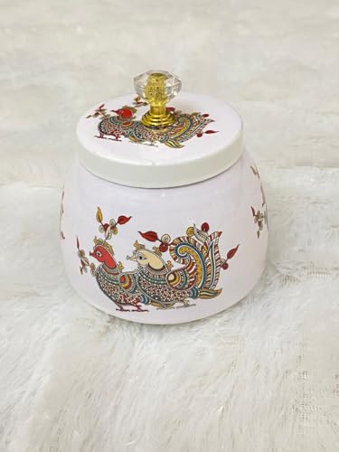 Image of (Pack of 5 Decorative Asian Style White Jar with Lid - Return gift, Non Airtight Container
